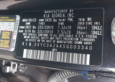 2025 Kia Ev6 Wind из США, поврежденный, VIN 5XYC34JA4SG003340